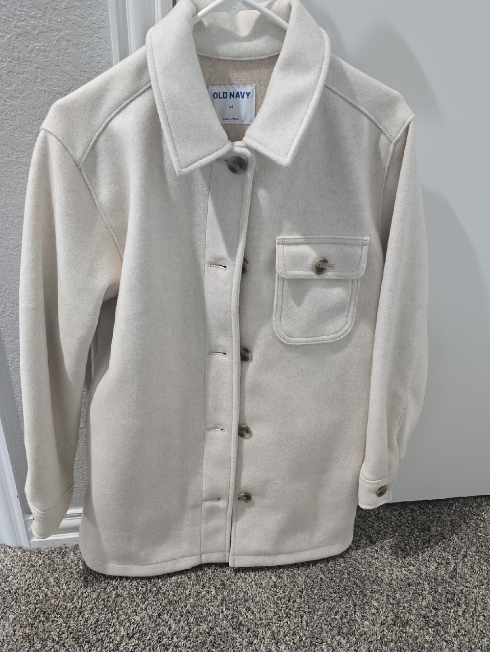 Old Navy Off-White Button-Front Wool-Blend Jacket